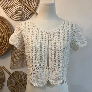 Papillon Blanc Cream Crochet Cardigan